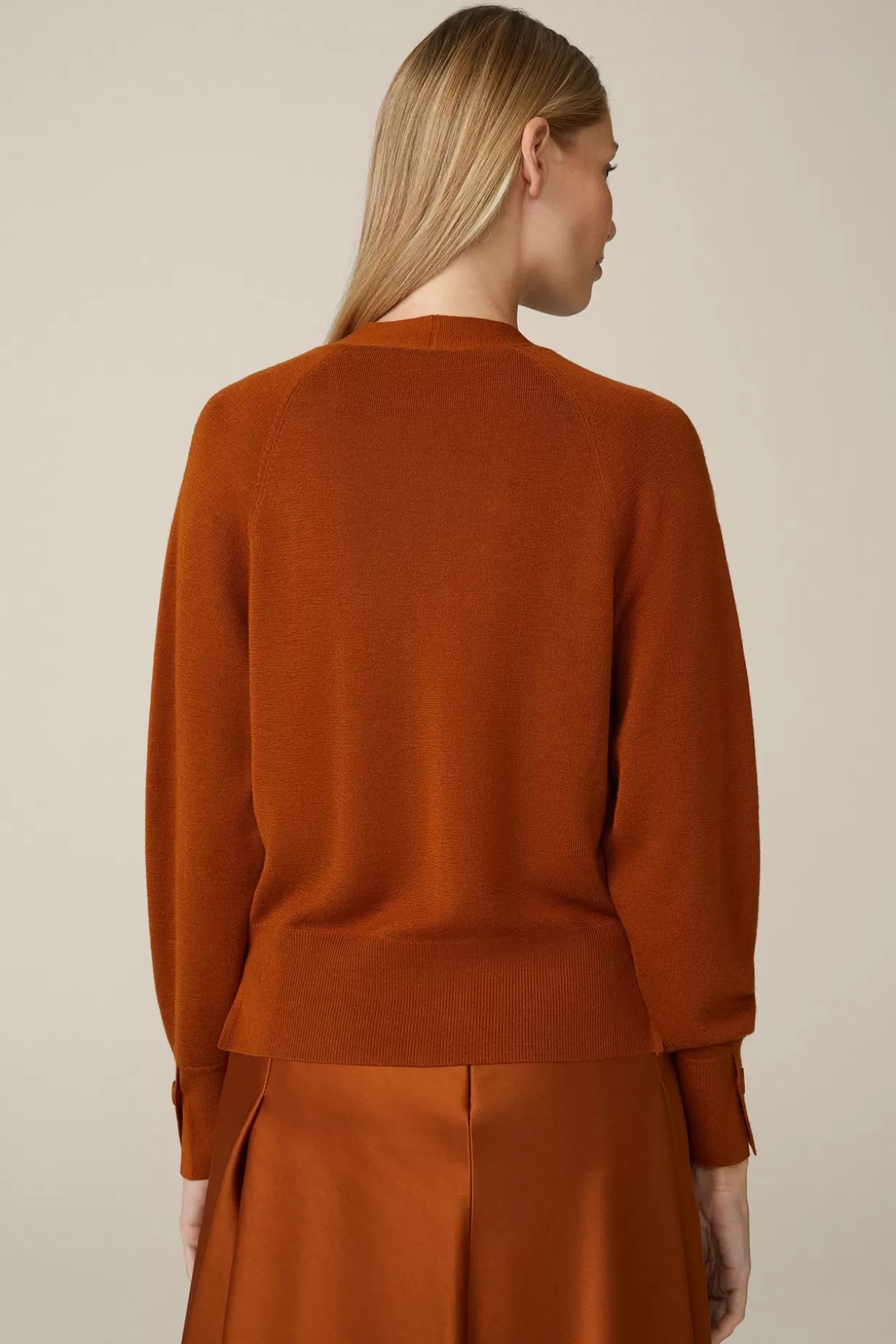 Damen Windsor Schurwoll-Seidenmix-Cardigan In Kupfer